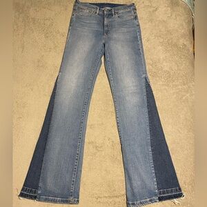 GAP Women's Two-Tone Blue High Rise Flare Jeans 29/8T